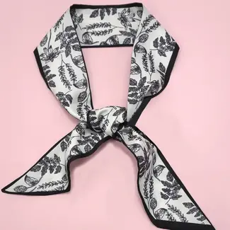Josslyn by Wall to Wall Skinny Twilly Scarf Necklace Wrap- Black/White