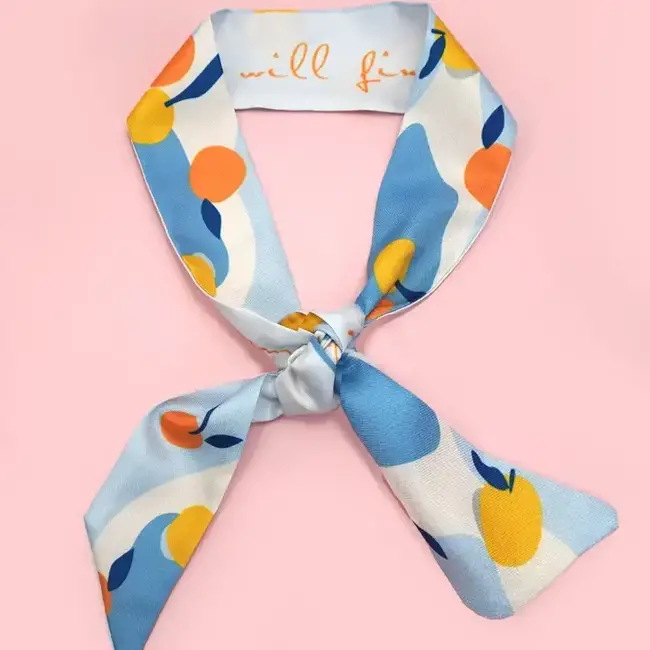 Josslyn by Wall to Wall Skinny Twilly Scarf Necklace Wrap- Oranges
