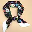 Josslyn by Wall to Wall Skinny Twilly Scarf Necklace Wrap- Black Floral