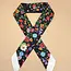 Josslyn by Wall to Wall Skinny Twilly Scarf Necklace Wrap- Black Floral