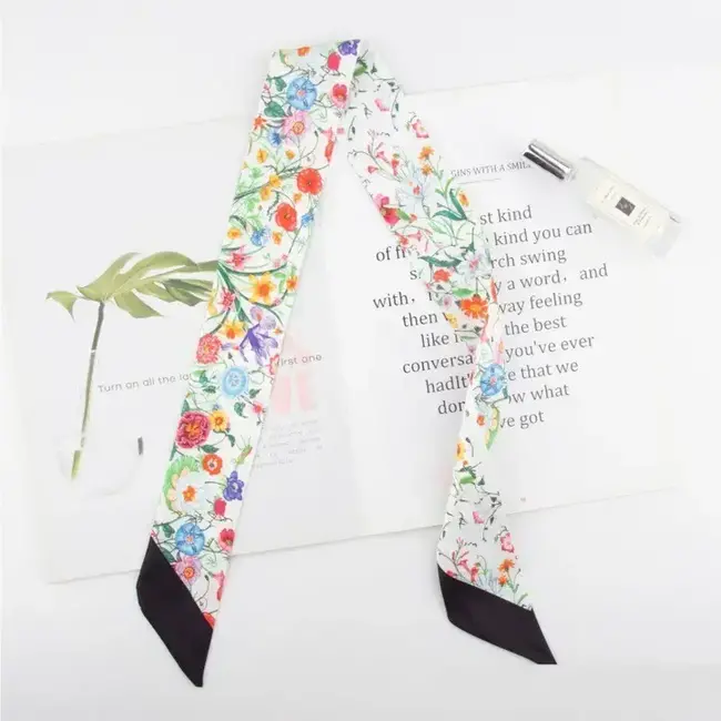 Josslyn by Wall to Wall Skinny Twilly Scarf Necklace Wrap- White