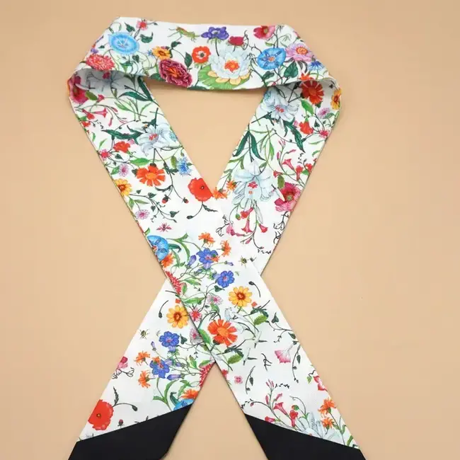 Josslyn by Wall to Wall Skinny Twilly Scarf Necklace Wrap- White