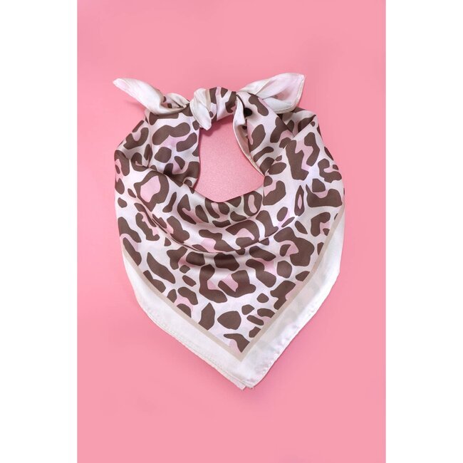 Josslyn by Wall to Wall Leopard Silky Feel Bandana Scarf- Pink