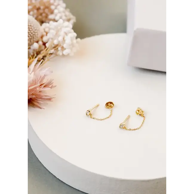 JaxKelly Stud Chain Huggie- Gold