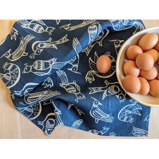JenFox Studio Folk Birds Tea Towel