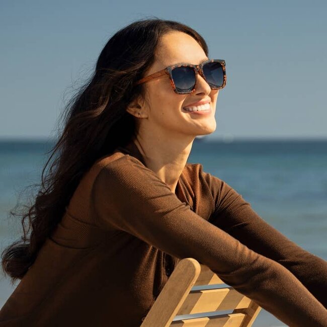 Blue Planet Eyewear Koa - Tortoise- Walnut Wood- Smoke Polarized