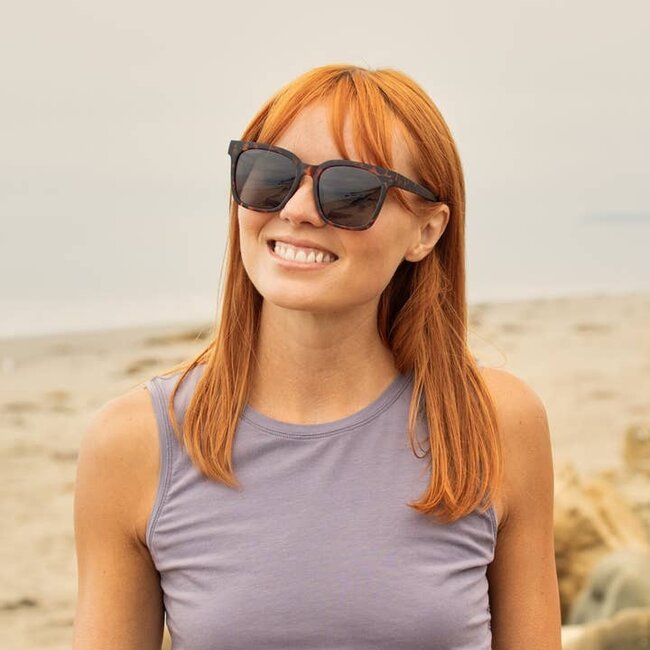 Blue Planet Eyewear Sequoia- Soft Walnut Tortoise- Smoke Polarized Sunglasses