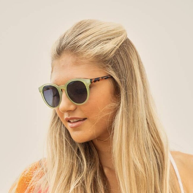 Blue Planet Eyewear Lake - Milky Jade Green- Honey Tortoise Temples Sunglasses