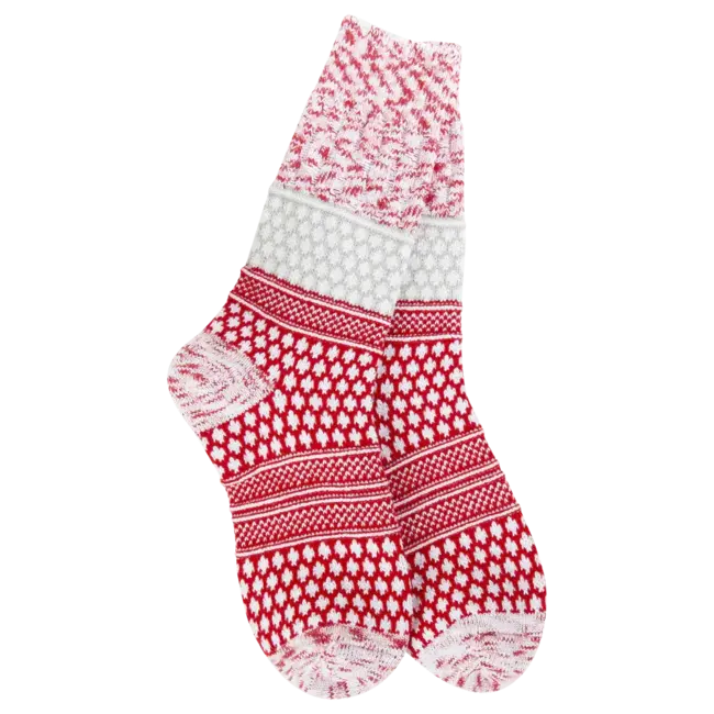 Crescent Sock Company Holiday Gallery Textured Crew- Peppermint Multi