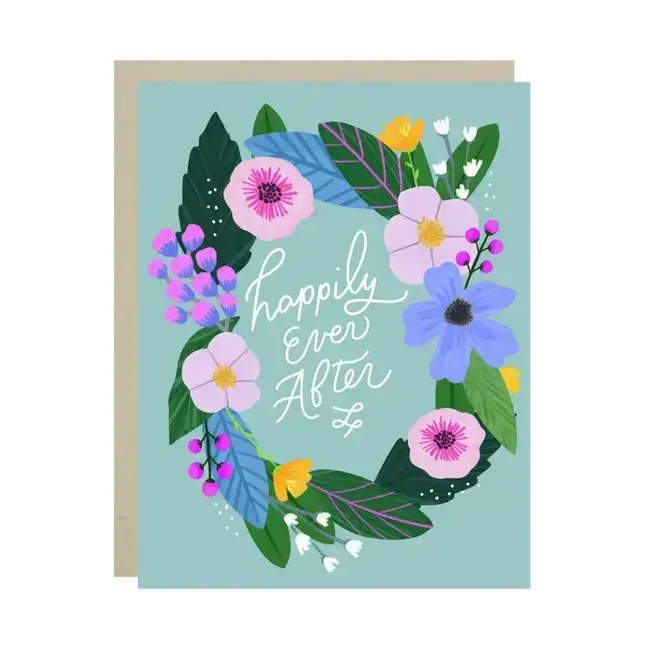 Barone & Co. Happily Garden Wreath Wedding Card