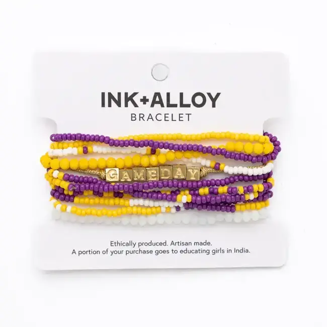 Ink&Alloy Game Day Purple + Goldd Stack Bracelet