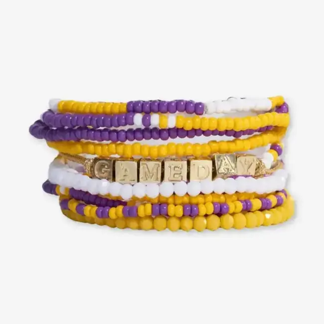 Ink&Alloy Game Day Purple + Goldd Stack Bracelet
