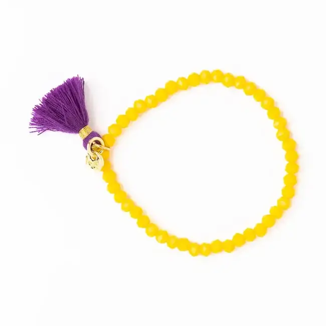 Ink&Alloy Crystal Stretch Bracelet Yellow + Purple Tassel