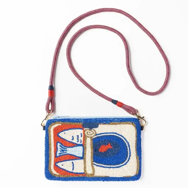 Ink&Alloy Leila Sardine Seed Bead Clutch with Strap