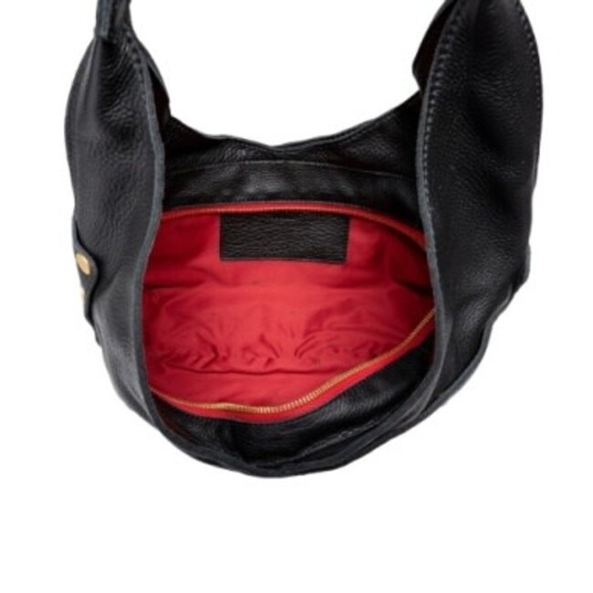 Hammitt Tom Zip Medium - Black - Brushed Gold - Red Zip