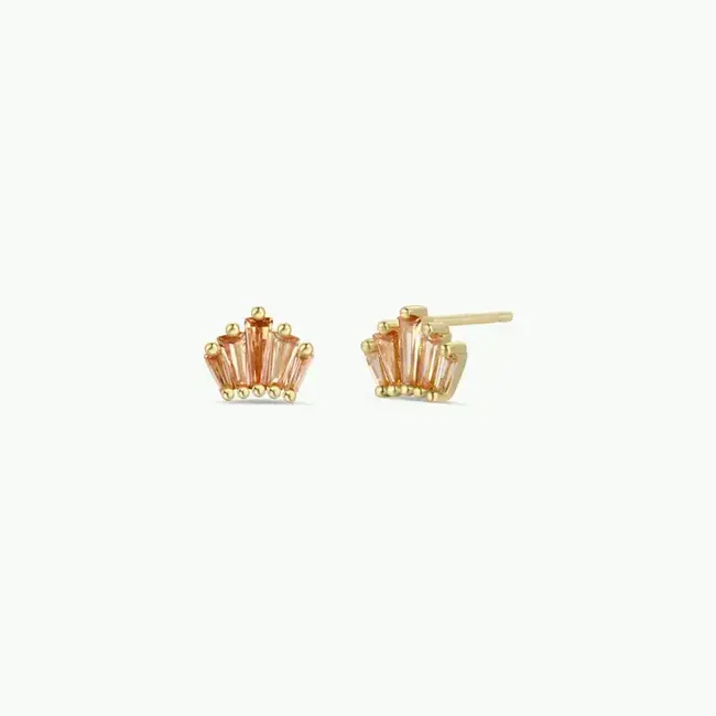 JaxKelly Baguette Crown Earrings- Champagne