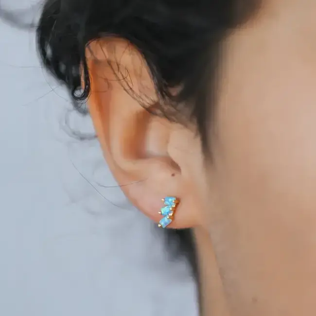 JaxKelly Offset Trio Earrings- Fire Opal