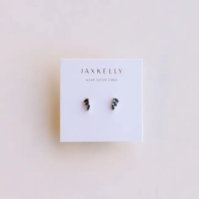 JaxKelly Offset Trio Earrings- Sapphire