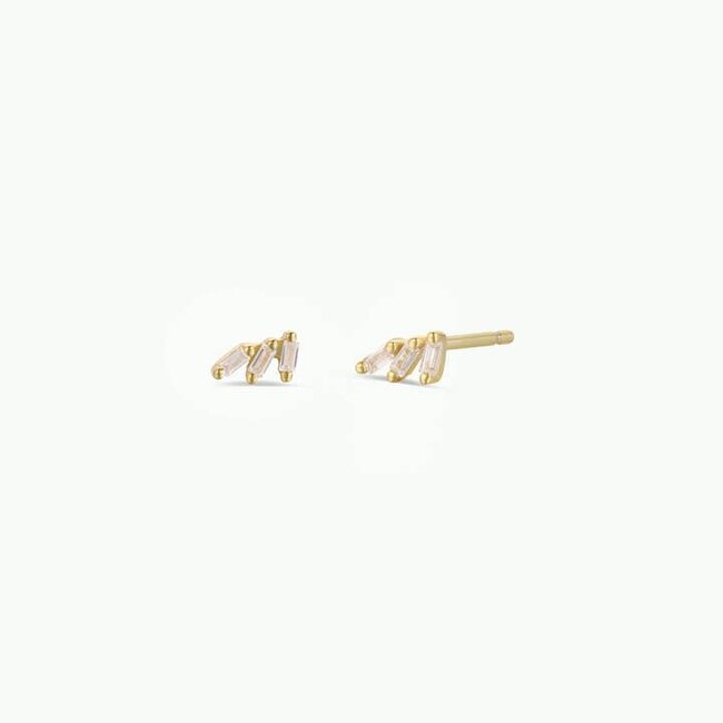 JaxKelly Offset Trio Earrings- White CZ