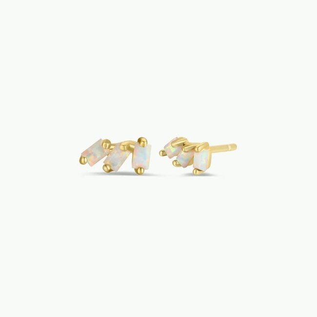 JaxKelly Offset Trio Earrings- White Opal