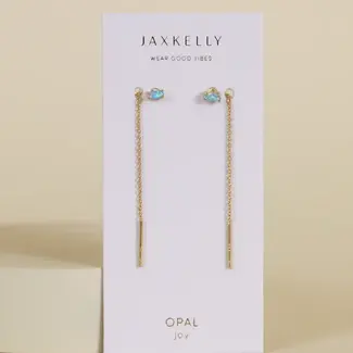 JaxKelly Studded Threader Earrings- Fire Opal