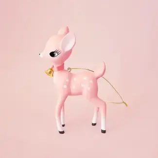 Sunshine Studios Retro Deer Ornament- Pink