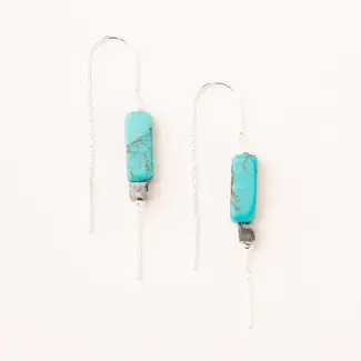 Scout Rectangle Stone Earring- Silver Turquoise/Black