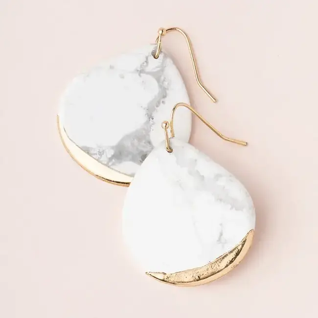 Scout Stone Dipped Teardrop Earring - Howlite/Gold