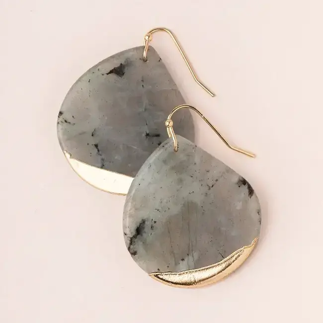 Scout Stone Dipped Teardrop Earring - Labradorite/Gold