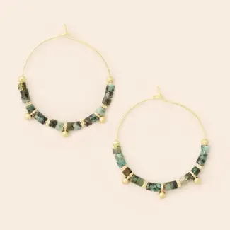 Scout Stone Disc Hoop Earring- African Turquoise/Gold