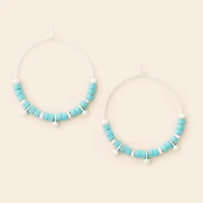 Scout Stone Disc Hoop Earring - Turquoise/Silver