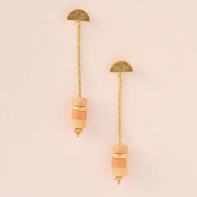 Scout Stone Meteor Thread/Jacket Earring - Sunstone/Gold