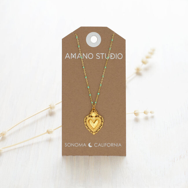 Amano Studio Flame of Love Heart Necklace