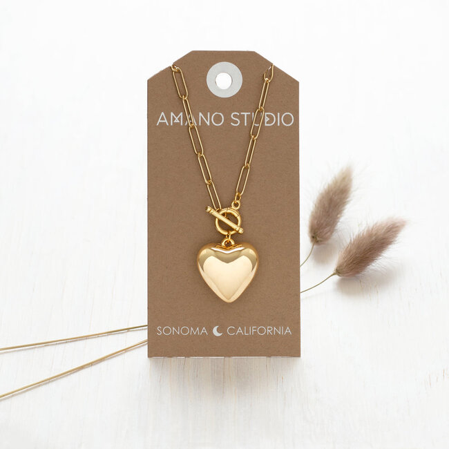Amano Studio Puffed Heart on Toggle Necklace