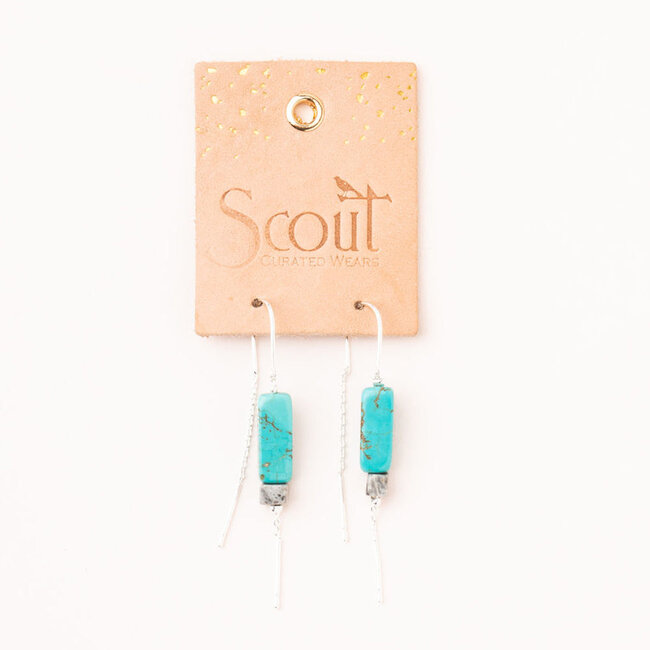 Scout Rectangle Stone Earring- Silver Turquoise/Black