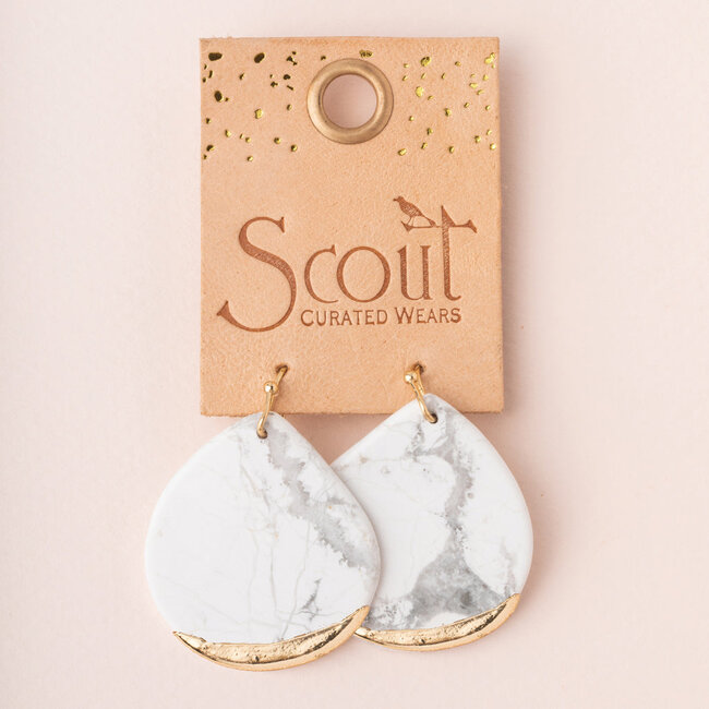 Scout Stone Dipped Teardrop Earring - Howlite/Gold
