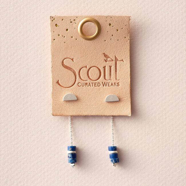 Scout Stone Meteor Thread/Jacket Earring - Lapis/Silver
