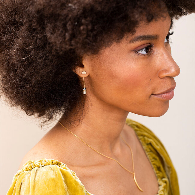 Scout Stone Meteor Thread/Jacket Earring - Sunstone/Gold