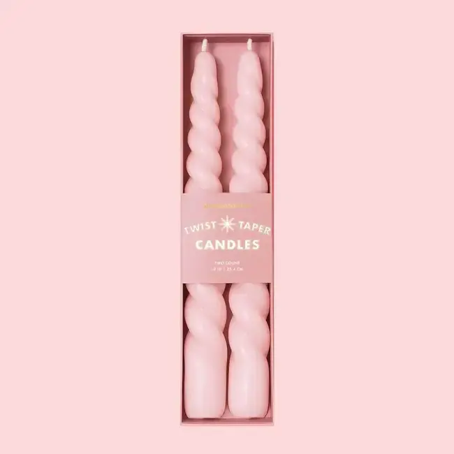 Sunshine Studios Twist Taper Candles- Pink
