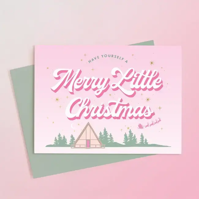 Sunshine Studios Merry Little Christmas Card- Gold Foil
