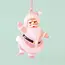 Sunshine Studios Retro Flocked Dancing Santa Ornament- Light Pink