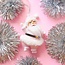 Sunshine Studios Retro Flocked Dancing Santa Ornament- Light Pink