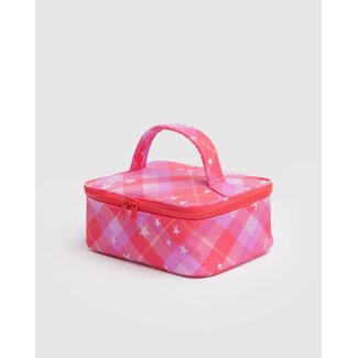 Baggu Small Cosmetic Case- Pink Star Plaid