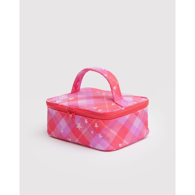 Baggu Small Cosmetic Case- Pink Star Plaid