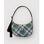 Baggu Medium Nylon Crescent Bag - Green Star Plaid