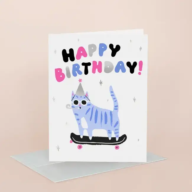 Idlewild Co. Skater Cat Birthday Card