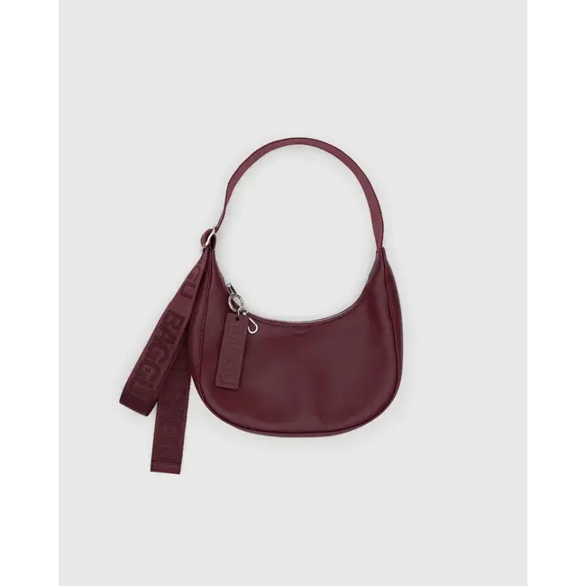 Baggu Small Recycled Leather Crescent Bag- Mahogany