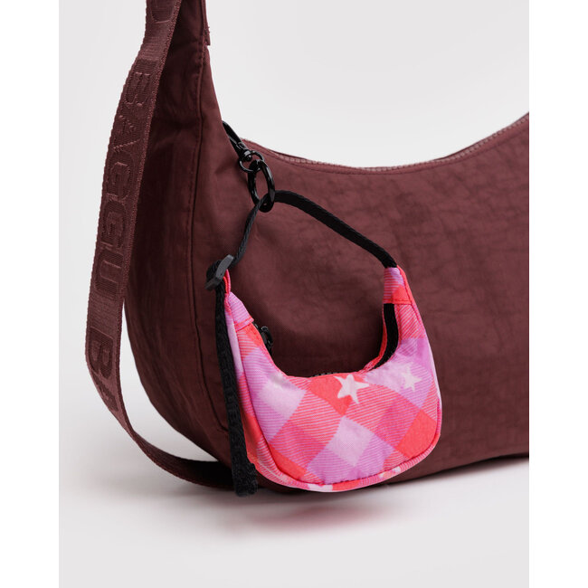 Baggu Crescent Bag Charm - Pink Star Plaid