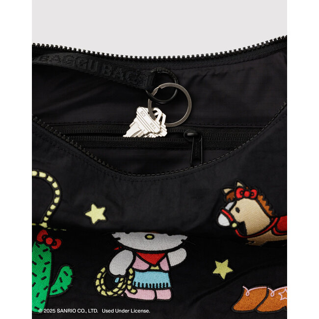 Baggu Medium Nylon Crescent Bag - Embroidered Hello Kitty Western