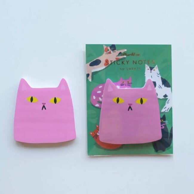 Idlewild Co. Pink Cat Die-Cut Sticky Notepad